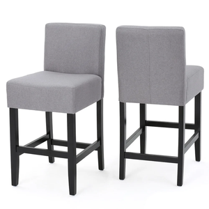 Modern Design Fabric Barstool Solid Wood Frame Iron for Home Kitchen Living Room Hotel Cafe <b>Dining</b> (Set 2) Durable Eco-Friendly - Product Image 5