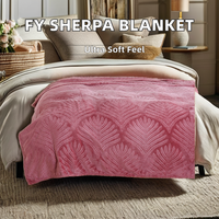 FY couverture polaire Sherpa Ultra douce motif Jacquard floral moderne 100% polyester couverture de lit en peluche chaude pour l'hiver