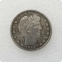 Réplique complète de la pièce de monnaie américaine Barber Half Dollar de 1892-1915, pièce de monnaie ancienne, souvenir, cadeau de collection