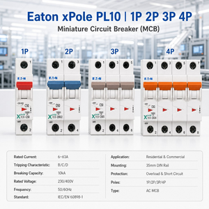 Disjoncteur miniature EATON série PL10 3P 4P <span class=keywords><strong>32A</strong></span> Courbe D 10kA 400V AC 50Hz 60Hz Certifié CE Stock direct usine - Product Image 3