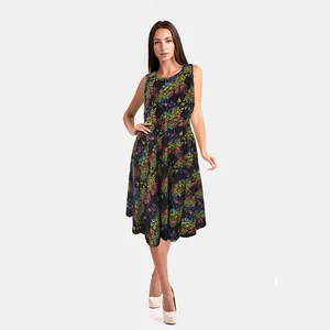 Elegant Women Lady Dress New Design Floral Printed Beautiful Summer Casual Formal Dress Midi Sexy Breathable Fit and Flare