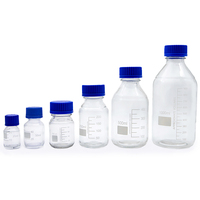 Flacon gradué à col étroit de qualité réactive - Bouteille en verre avec bouchon bleu pour distribution de produits chimiques en laboratoire