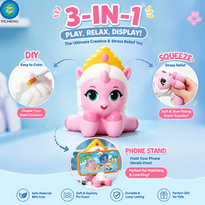 Kit <span class=keywords><strong>de</strong></span> <span class=keywords><strong>jouets</strong></span> squishy 3-en-1 à peindre soi-même, licorne en PU à remontée lente, jouet anti-stress à presser, créatif pour enfants, support <span class=keywords><strong>de</strong></span> téléphone, <span class=keywords><strong>jouets</strong></span> décoratifs - Product Image 3