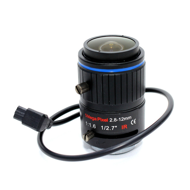 5 Megapixel DC Iris 2.8-12mm Manual Zoom Lens Vari-focal Manual Focus with 5MP CS Mount 1/2.7 Inch Sensor 1:1.6 Aperture