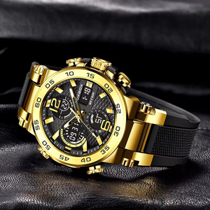 LIGE 2024 Montres de sport pour hommes <span class=keywords><strong>Bracelet</strong></span> en <span class=keywords><strong>silicone</strong></span> souple résistant à l'eau Horloge pour homme Montres-bracelets de luxe lumineuses pour hommes FB0033 - Product Image 3