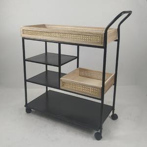 Rak Penyimpanan Logam Trolley dengan Katrol, Keranjang Rotan Alami Kantor, Rak Penyortiran Dokumen - Product Image 2