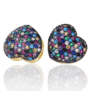 Gioielli di strass e orecchini con collana e orecchino Set di orecchini pendenti placcati in oro a forma di cuore di colore misto graziosi gioielli da <span class=keywords><strong>donna</strong></span> in ottone - Product Image 5