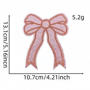 بيع بالجملة مخصص حديد على القوس الجانبي سباركلي وردي مطرز بفيونكة لاصقة لتزيين القبعات - Product Image 5