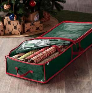 Sacs de rangement pour papier cadeau de Noël, accessoires de fête, conteneur de rangement avec poches intérieures - Product Image 4