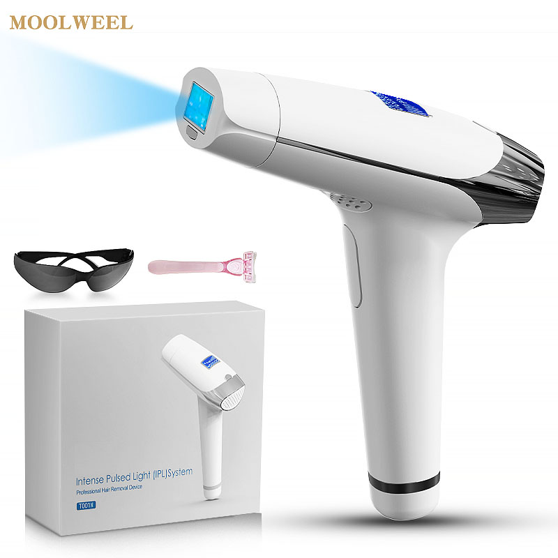Moolweel T001i Home Use Portable Handheld IPL Laser Machine Pulsed Light Hair Removal Skin Rejuvenation Includes Ice Cooling