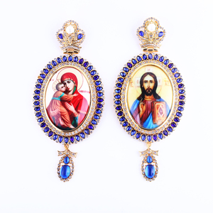 ZD009 Plaqué Or Byzantine Icône Pendentif Collier pour Église Orthodoxe <span class=keywords><strong>Prêtres</strong></span> Évêque Pectoral Décoration Engolpion Panagia - Product Image 2