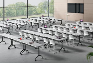 <span class=keywords><strong>Table</strong></span> pliante multifonctionnelle combinable avec filet à livres, porte-gobelet, utilisation scolaire, conférence, formation - Product Image 6