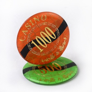 Jetons de poker personnalisés en acrylique avec estampage doré, durables et écologiques, formes carrées, roulettes pivotantes, marque HH - Product Image 5
