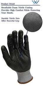 安全工作手套微泡沫腈涂层12双，耐力无缝针织尼龙圆点掌上圆点手套 - Product Image 4