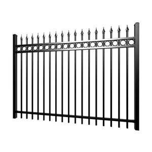 Siyah toz kaplı konut ve ticari ucuz ferforje dekoratif metal çit panelleri çit kafes ve kapıları