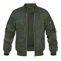 Veste bomber MA1 pour homme AQTQ, veste de pilote, fermeture éclair, col montant, coupe-vent, nylon, avec poche sur la manche, pour un usage quotidien décontracté