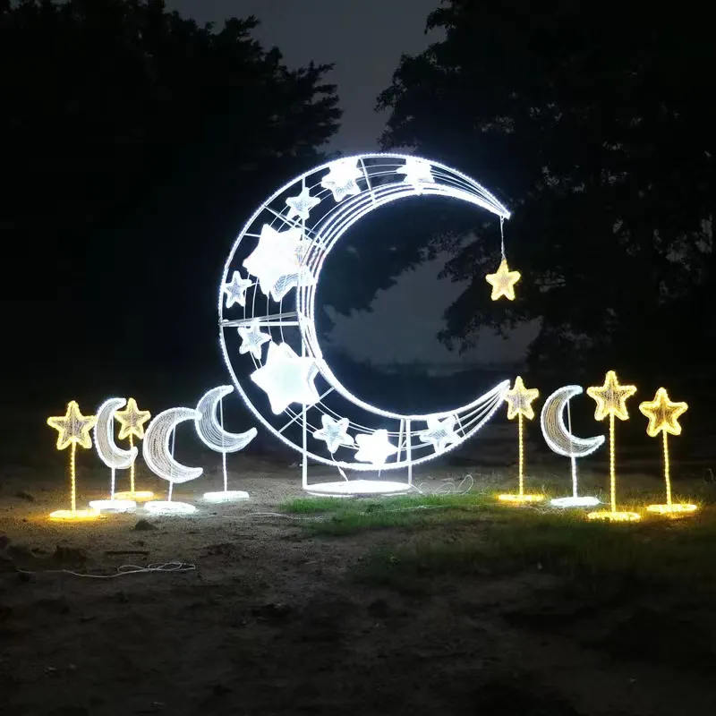 2023 Outdoor Muslim Ramadan Eid Al-fitr decorazione musulmani santa lanterna 3D scultura luce per la decorazione del Ramadan