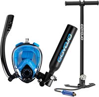 GOYOJO 0.5L Ensemble masque de plongée intégral et tuba pour plongée sous-marine et snorkeling, avec pompe manuelle, certifié DOT 3000PSI