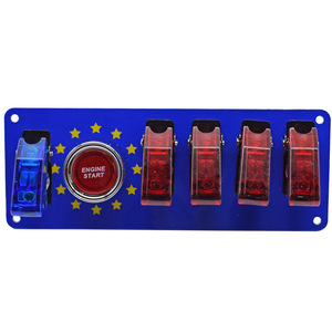 Botón de arranque de motor 6 en 1, indicador LED, interruptores de palanca, relé Precableado de 12V, Panel de interruptor de encendido de carreras de coches para RV marino - Product Image 1