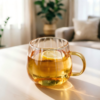 Tasse à café et thé au lait en verre borosilicate haute résistance, motif citrouille, avec design ventre à grain vertical, tasse à eau ronde pour la maison