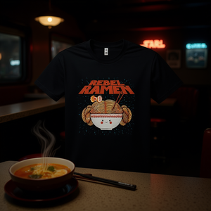 T-shirt Rebel Ramen nera per adulti, maglietta grafica unisex, design ispirato a Star Wars - Product Image 3
