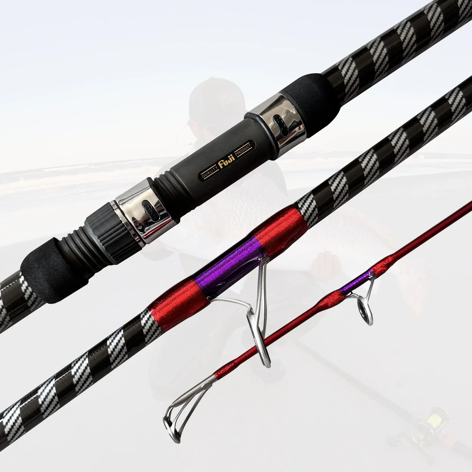 Seehoo 4.5m Surf Spinning Fishing Rod 3 Piece Portable Carbon Fiber 40t Saltwater Surf Rod