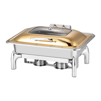 Plats de service chauffants hydrauliques ronds, carrés et rectangulaires, luxe or et argent, pour buffet d'hôtel moderne et service de traiteur