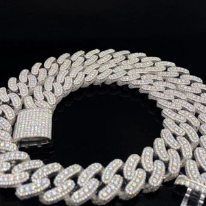 Collier chaîne cubaine inspiré des designers pour hommes, serti de diamants de laboratoire, plaqué or 14 carats, bijoux de luxe hip-hop pour usage quotidien - Product Image 5