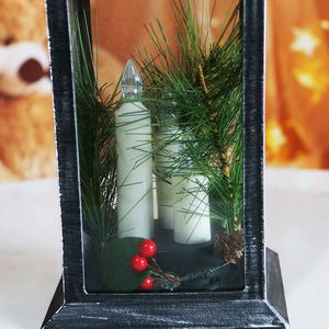 Lanterne décorative de Noël vintage, lanterne suspendue d'intérieur à LED blanc chaud vacillante sans flamme, alimentée par piles - Product Image 4