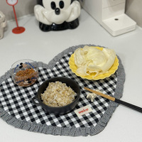 Set de table en tissu à motif écossais en forme de cœur, style coréen moderne et simple, réutilisable, avec bord festonné mignon, accessoire photo, pour la salle à manger