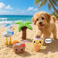 Famipet Fabricant Vente en gros personnalisée Nouveau thème estival Design mignon Jouet en peluche doux et froissé avec sonnette pour animaux de compagnie Ensemble de jouets couineurs pour chiens