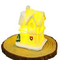 Nouvelle Décoration de Noël : Petite Maison en Résine Lumineuse Blanche, Ornements de Micro-Paysage, Cadeau