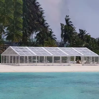 Tente de réception de mariage en aluminium transparent 12x25m pour 240 personnes, toit en PVC transparent, tente de luxe pour événements extérieurs et banquets de mariage