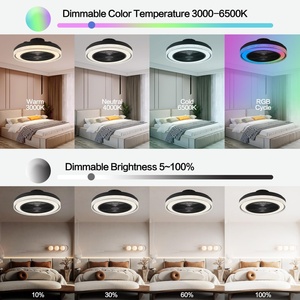 Haut-parleur intelligent nordique RGB à fréquence variable, ventilateur de plafond silencieux intégré avec éclairage et audio pour restaurant et salon - Product Image 6