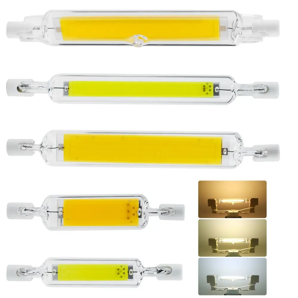 Dimmable R7S dẫn 118mm 78mm COB ánh sáng bóng đèn thủy tinh ống đèn pha 6W 12W 25W j78 j118 đèn Halogen thay thế 110V 220V