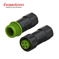 Exceedconn Conector de Cable Macho de 4 Pines, 10A IP68 250V, Terminación por Soldadura para Uso en Inversores, Precio Económico, Gran Venta
