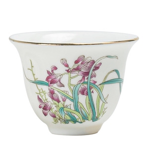 Tasse à thé en jade suédé, douze fleurs, tasse à thé de dégustation dorée, tasse à thé pour usage personnel, maître du thé Kung Fu, ensemble de thé à domicile, céramique, nouveau style chinois - Product Image 5