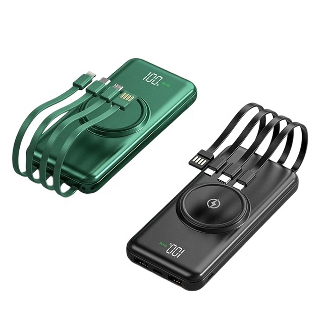 20000 MAh Power Banks LED Display 20000mah Wireless Charger Fast Charging With 4 Cables Mobile Power Bank