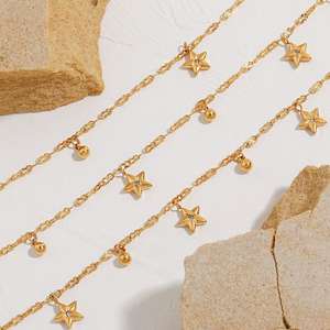 Mercanti di fabbrica di beneficenza oro placcato oro 18K cinque stelle a forma di bracciale di moda in acciaio inossidabile Set di gioielli per le donne - Product Image 4