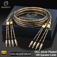 ERUMPENT OCC Câble d'amplificateur Hifi à noyau plaqué argent Connecteur banane plaqué or en cuivre pur PVC pour lecteur DVD Câble audio pour