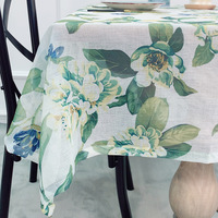 Nappe rectangulaire Ychon à imprimé floral, en polyester et lin, idéale pour la maison et les tables à thé – Nouveauté très prisée