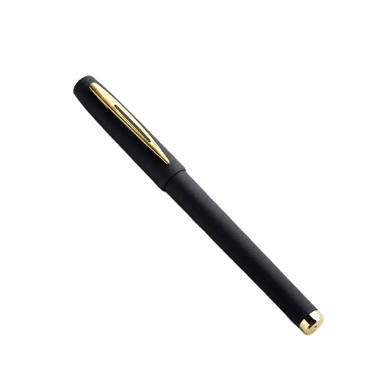 Caneta promocional XJ105 de borracha barata personalizada preta e dourada, caneta gel de toque suave e aconchegante com logotipo