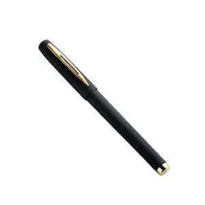 XJ105廉价橡胶套定制黑色和金色钢笔促销舒适柔软触摸中性笔带标志