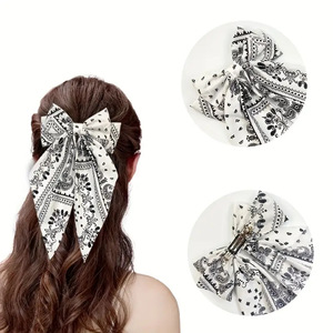 Paisley stampa tessuto capelli bandana fiocco molletta per le donne-dolce stile accessori per capelli per il ballo di San Valentino di Halloween - Product Image 3