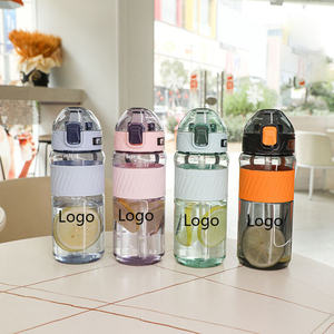 Botella de Agua Portátil de Plástico con Infusor de Té, Tapa con Botón, Libre de BPA, para Senderismo, Viajes, Adultos, Diseño Moderno - Product Image 1