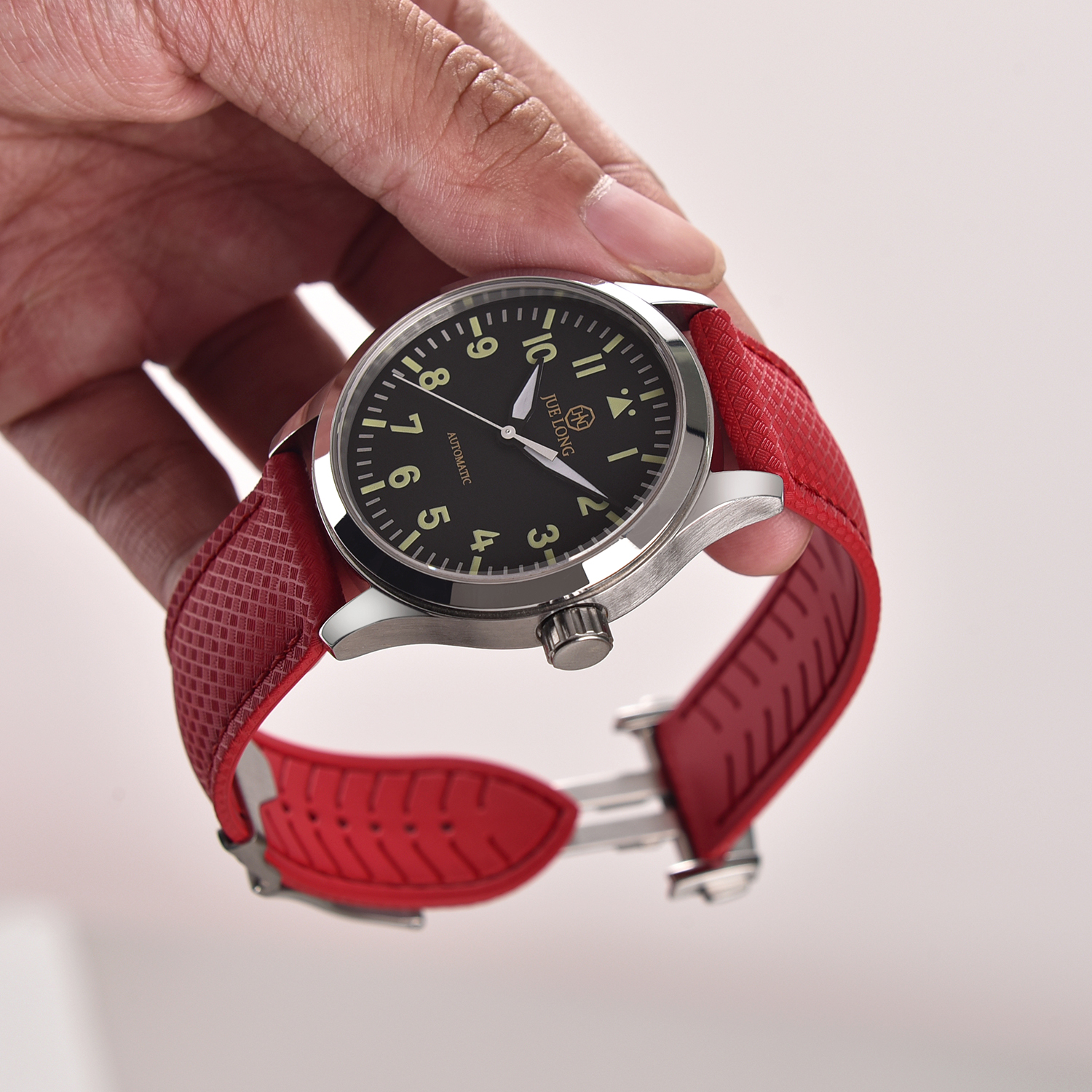 fkm rubber watch strap with deployment clasp