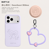 Set de Regalo de Funda de Silicona Líquida para Teléfono con Soporte Magnético y Cordón con Corazón, Grabado Láser, Logotipo Personalizado, Venta al Por Mayor, Color Morado