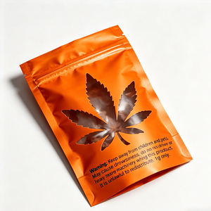 Custom Silver Mylar Security Zipper Bag <b>with</b> Hemp Leaf Shape Window Smell Proof Resealable Stand up <b>Pouch</b> for Herb Packaging - Product Image 3