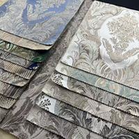 Tissu tissé teint 100 % polyester de luxe, motif floral européen, largeur 145 cm, épais, résistant au rétrécissement, pour rideaux et ameublement