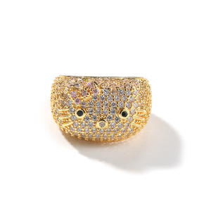 Dropshipping Luxe Iced Out Kattenring voor Dames en Heren, Modieuze <span class=keywords><strong>Ring</strong></span>, Diamant Hip Hop Bling Statement Sieraden - Product Image 5